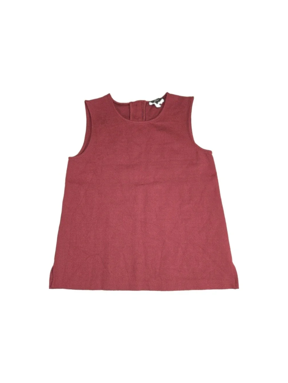 j crew top women Sleeveless Burgundy Knit Pullover Rhinestone Embellished Button